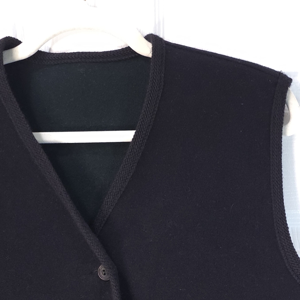 Vintage Reversible Green Black Wool Button Front Vest Unisex Size M - Picture 11 of 14